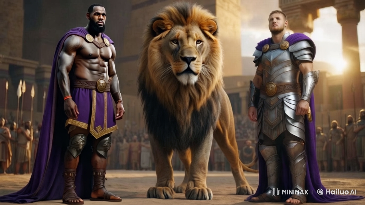 Gladiators and Lion: High-Def Photorealistic Arena Scene