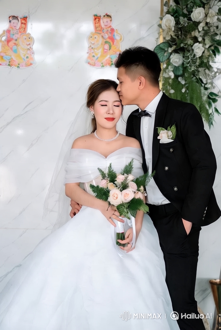 Elegant Wedding Scene with Bride and Groom