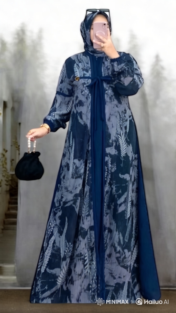 Woman Showcases Elegant Long Dress in Graceful Pose