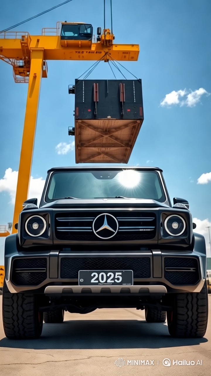 Luxury Mercedes-Benz Showcased Under Industrial Crane