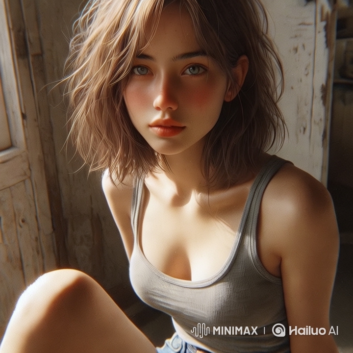 Rustic Room Portrait: Serene Girl in Natural Light