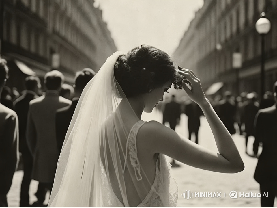 Romantic Wedding Search: Bride Awaits Groom on Bustling Street