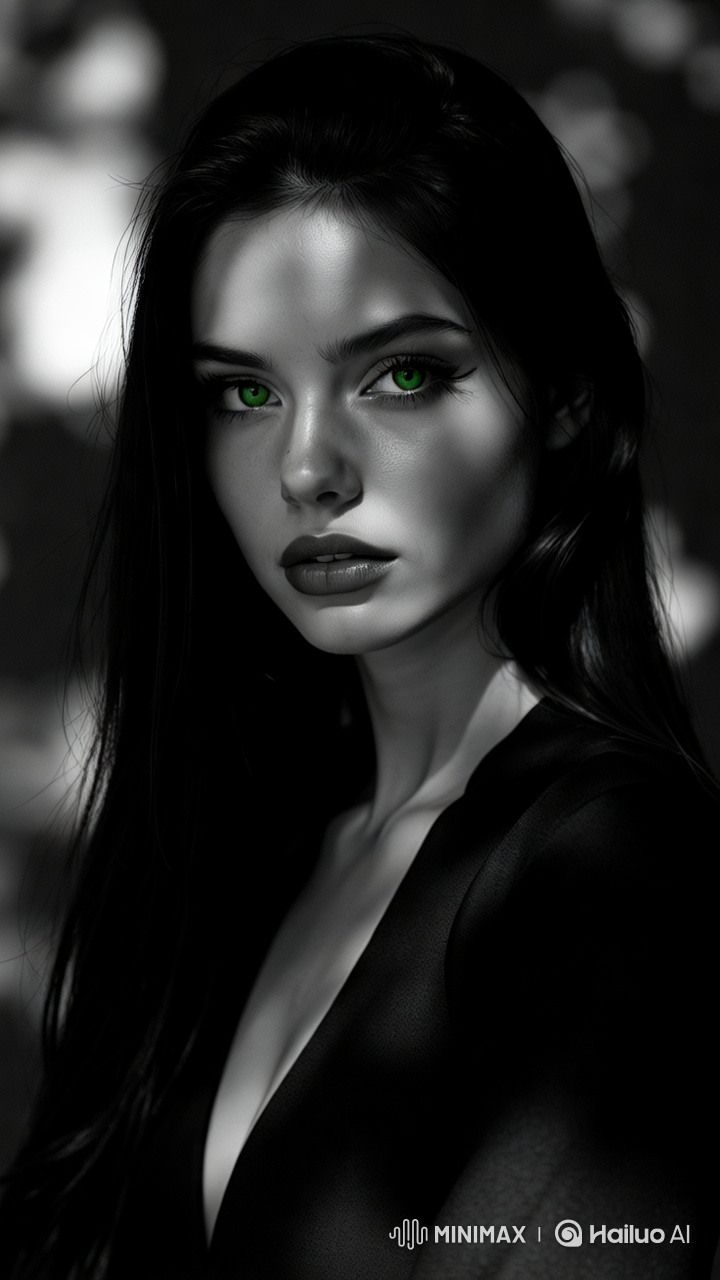 Graceful Woman in Black Dress: Aesthetic Movement