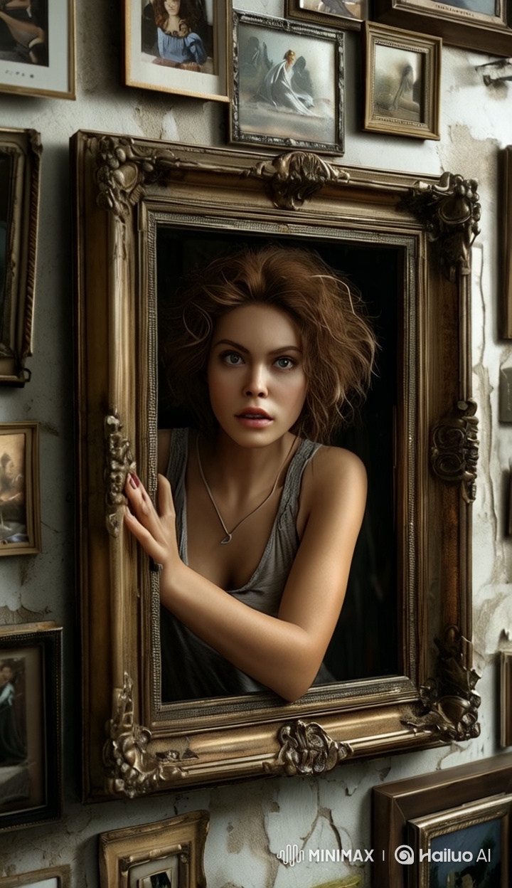 Living Portrait: A Live2D Animated Girl in a Rustic Frame
