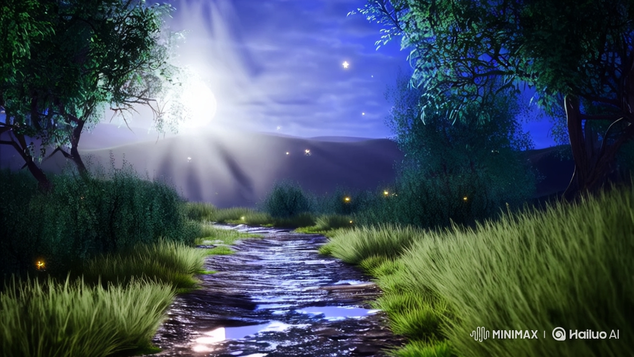 Moonlit Pathway: A Serene Night's Enchantment