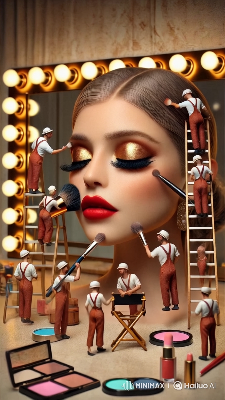 Miniature Artists Apply Makeup to Giant Woman in Realistic Film Short