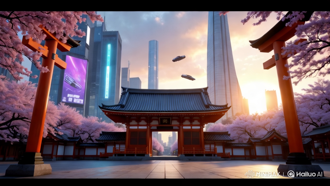 Traditional vs. Futuristic Japan: Static Scene, Dynamic Contrast