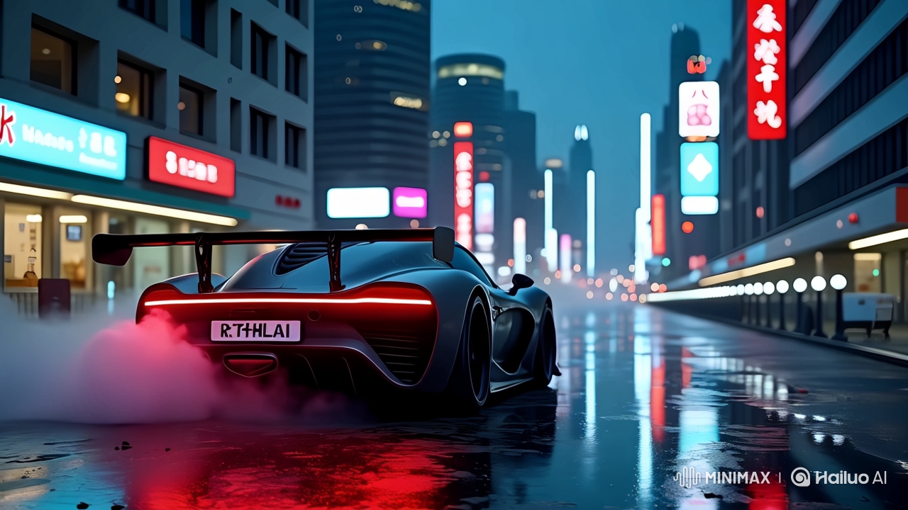 Neon-Soaked Superca Drifts in Live2D Cinematic Style