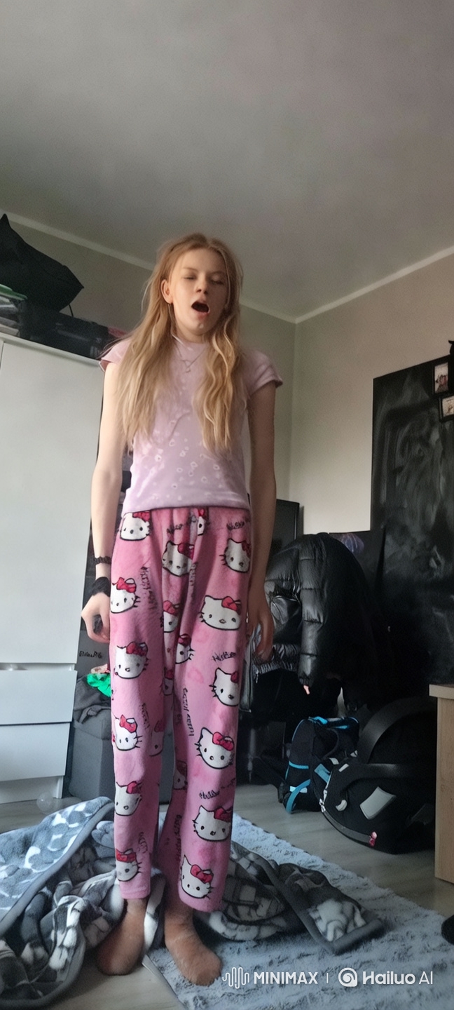 Young Girl's Energetic Acrobatics and Makeup Routine