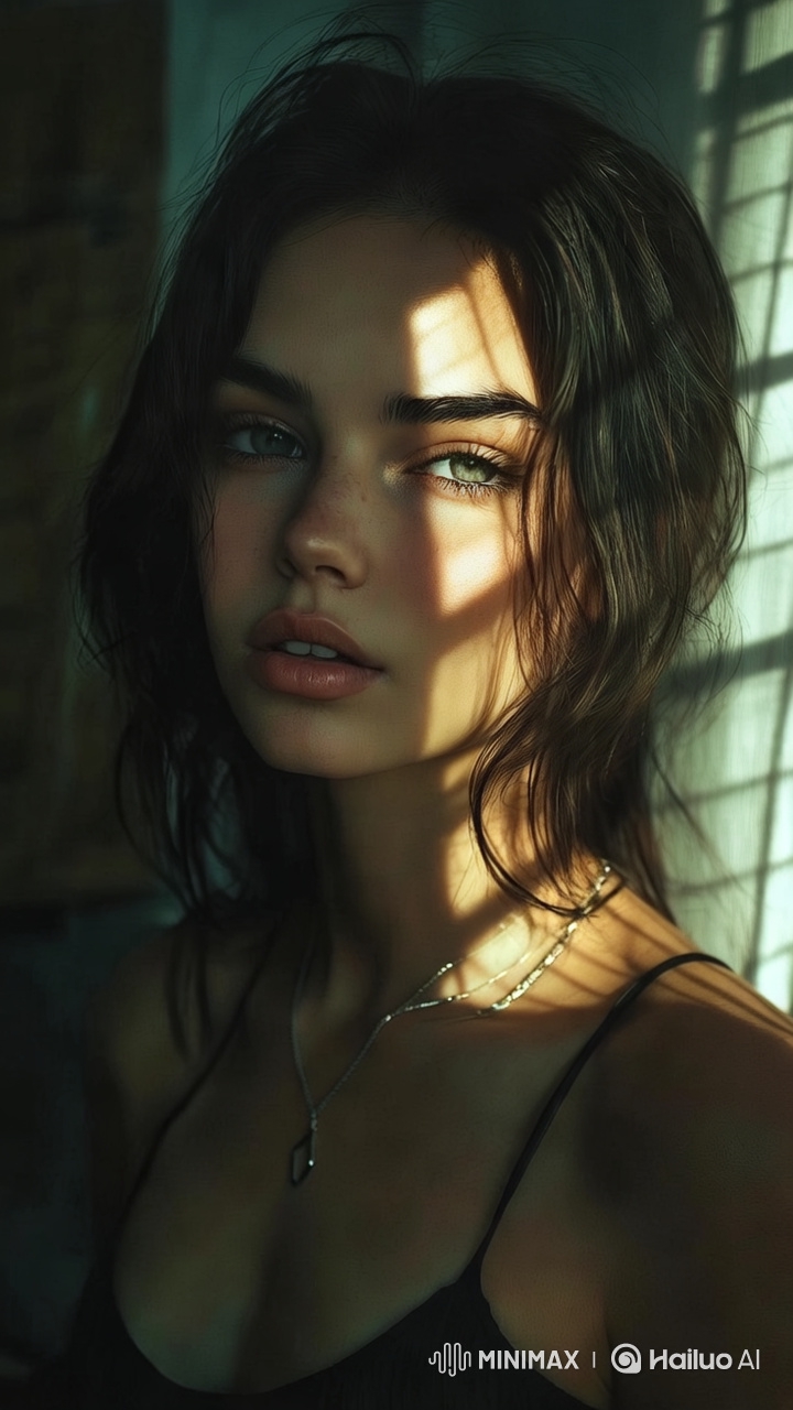 Intimate Portrait: Woman in Soft Light with Delicate Necklace