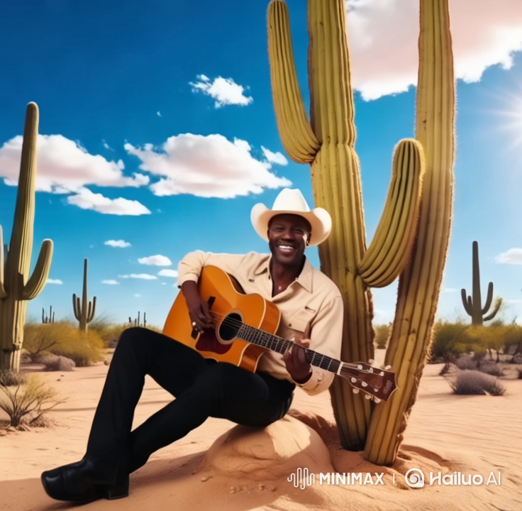 Desert Cowboy Plays Guitar in Joyful Scene