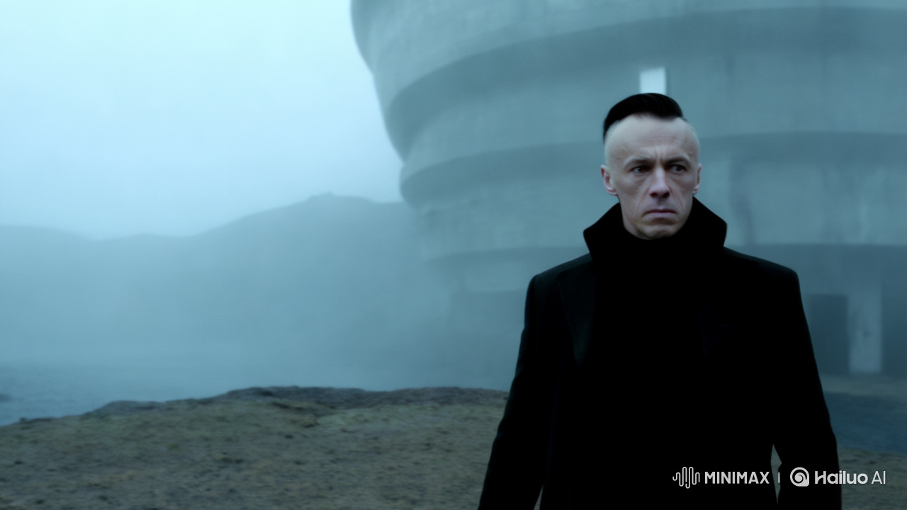 Mysterious Man on Cliff: Cinematic Minimalist Exploration