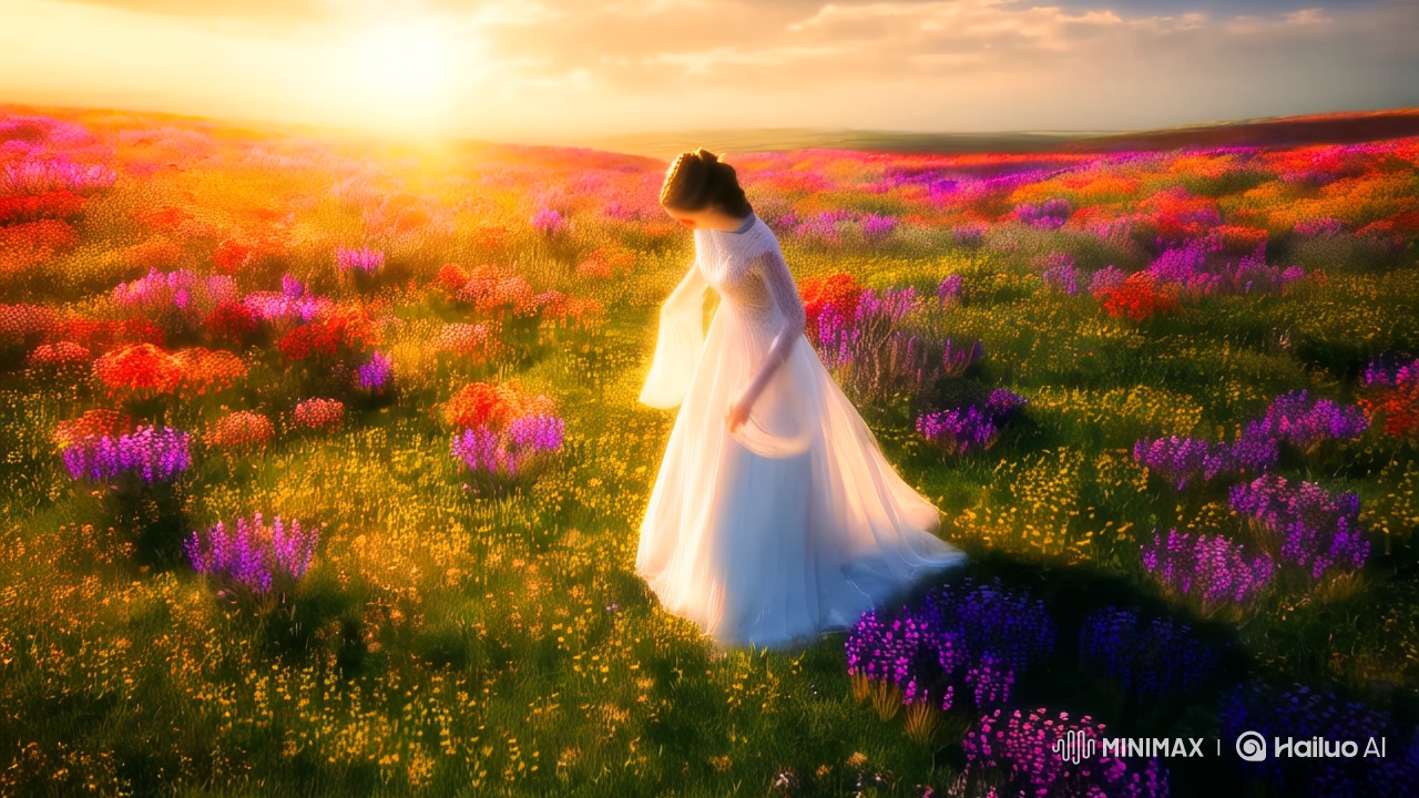Enchanted Meadow: A Woman Embraces Nature's Beauty