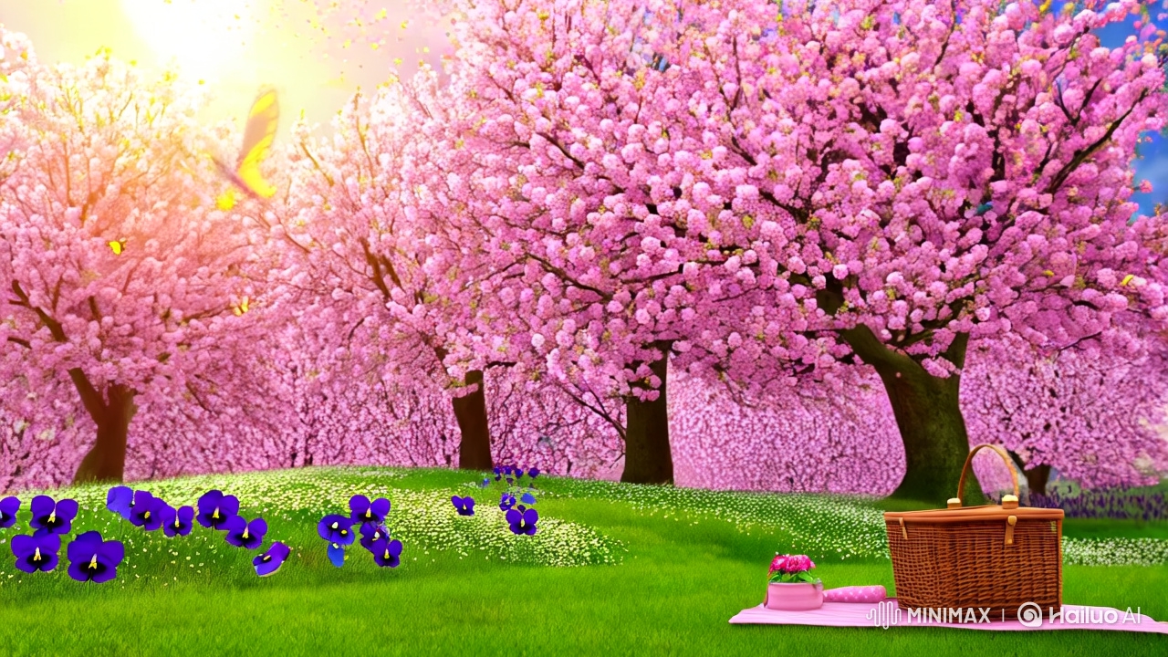 Whimsical Spring Picnic Love Scene with Teddy Bears