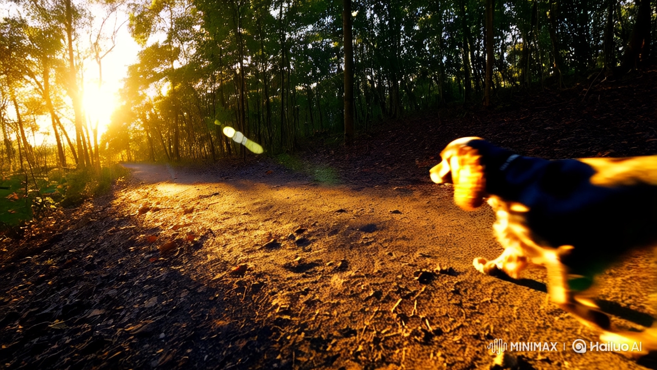 High-Energy Drone Chase of a Blue Picardy Spaniel in Sunrise Forest