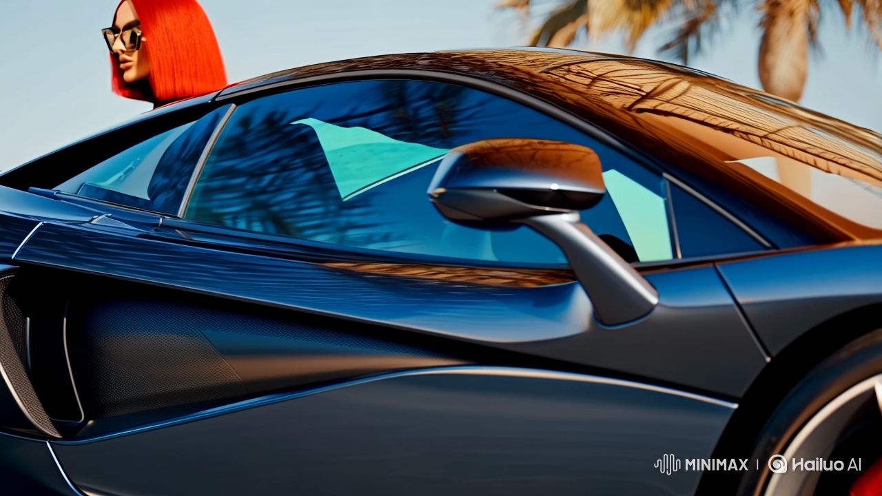 Elegant Glamour Model Showcases Fashion and Sports Car
