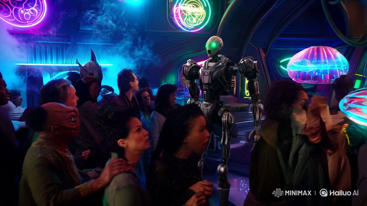 Cyberpunk Bar: Borg Drone Encounter in Futuristic 8K