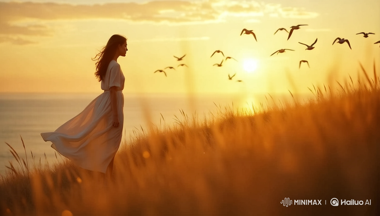 Melancholic Beauty: Woman on Cliff at Golden Hour