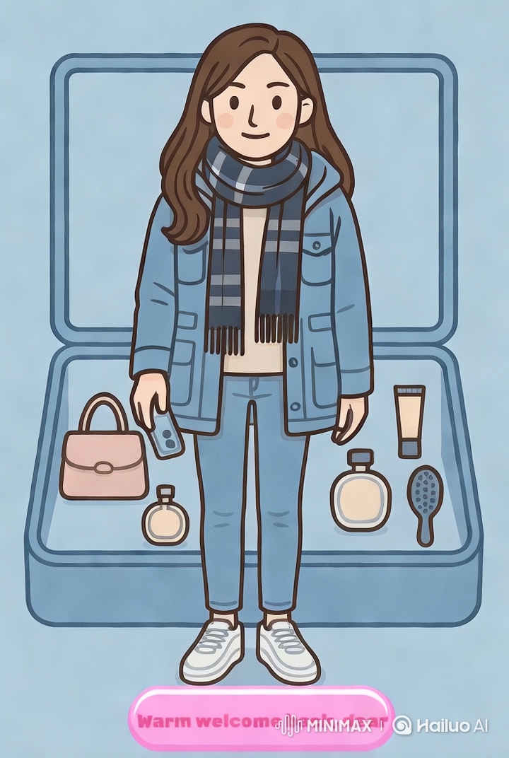 Girl Prepares for Travel with Makeup and Luggage