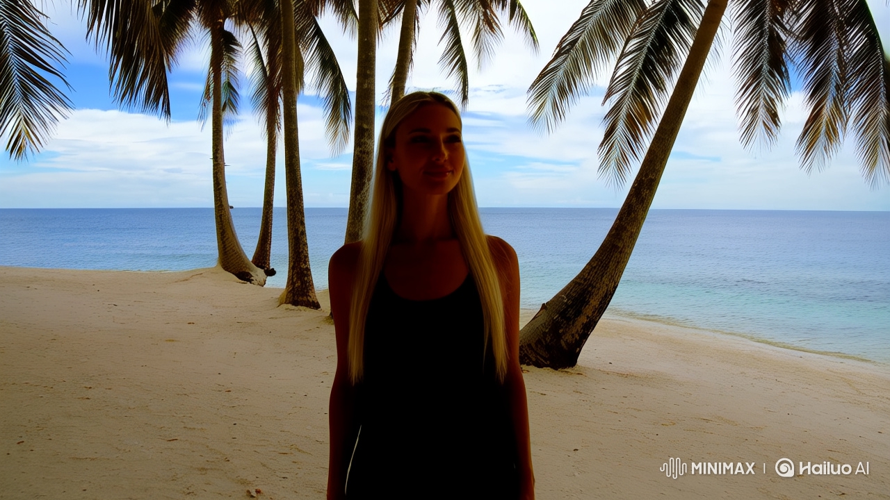 Isolated Beauty: Blonde Woman on Deserted Island