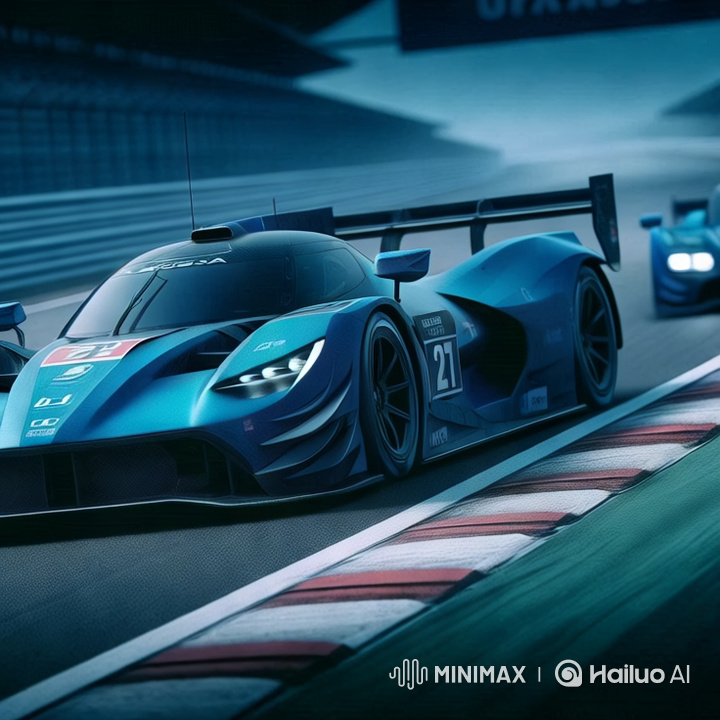 4K Blue Racing Car Video with Advanced Visual Effects