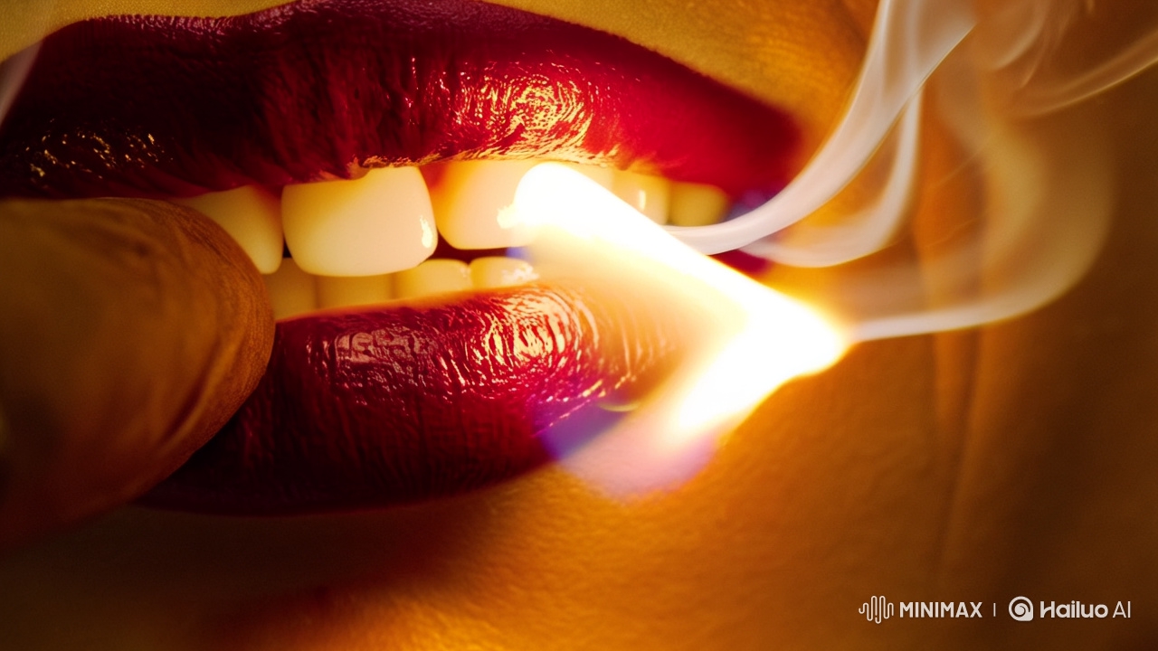 Portrait of a Woman: Luxurious Lips and Enigmatic Elegance