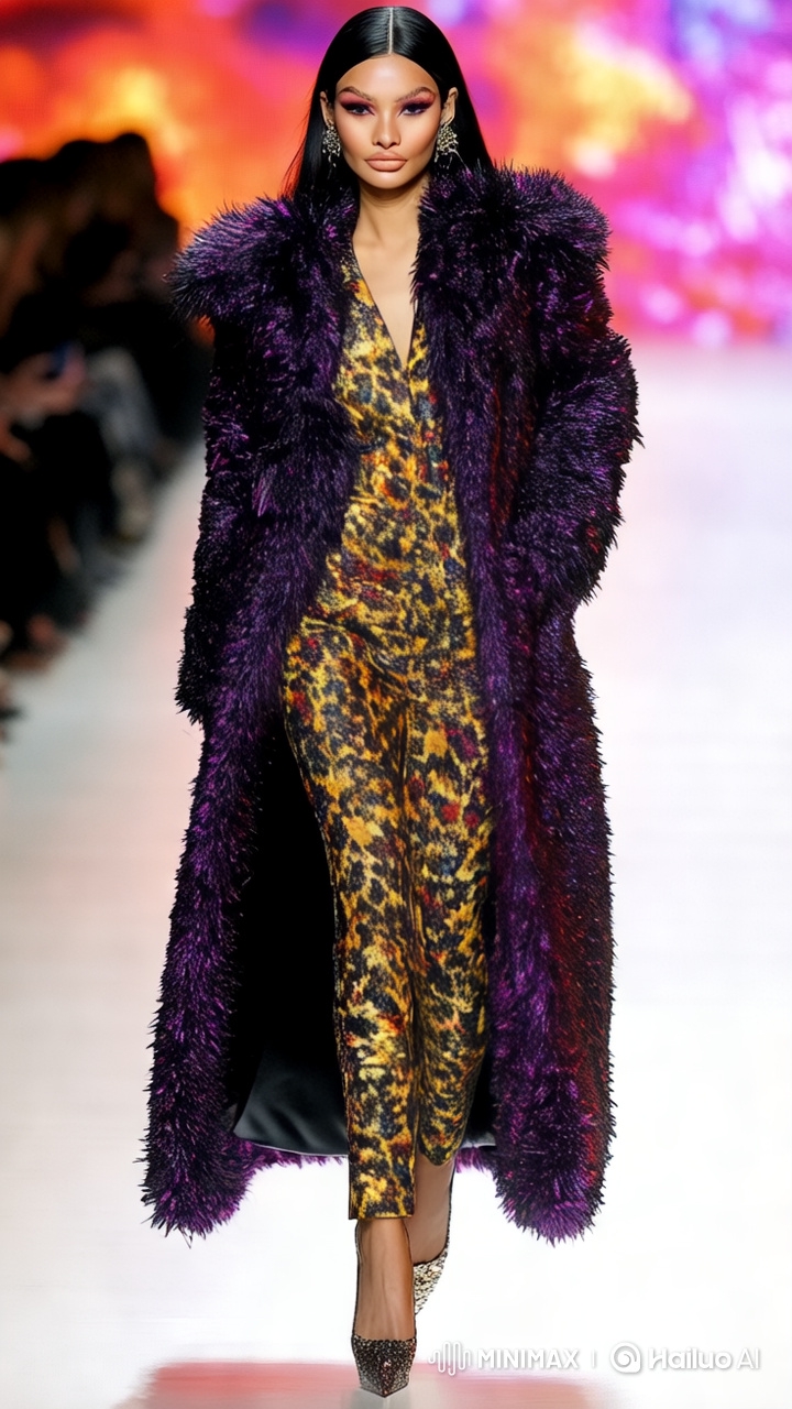 Confident Model Struts with Charisma on Vibrant Runway