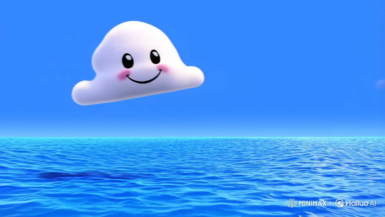 Vibrant Blue Sky and Ocean with Playful Frog on Green Field
