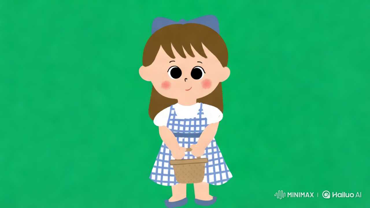 Adorable Animated Girl in Checkered Dress