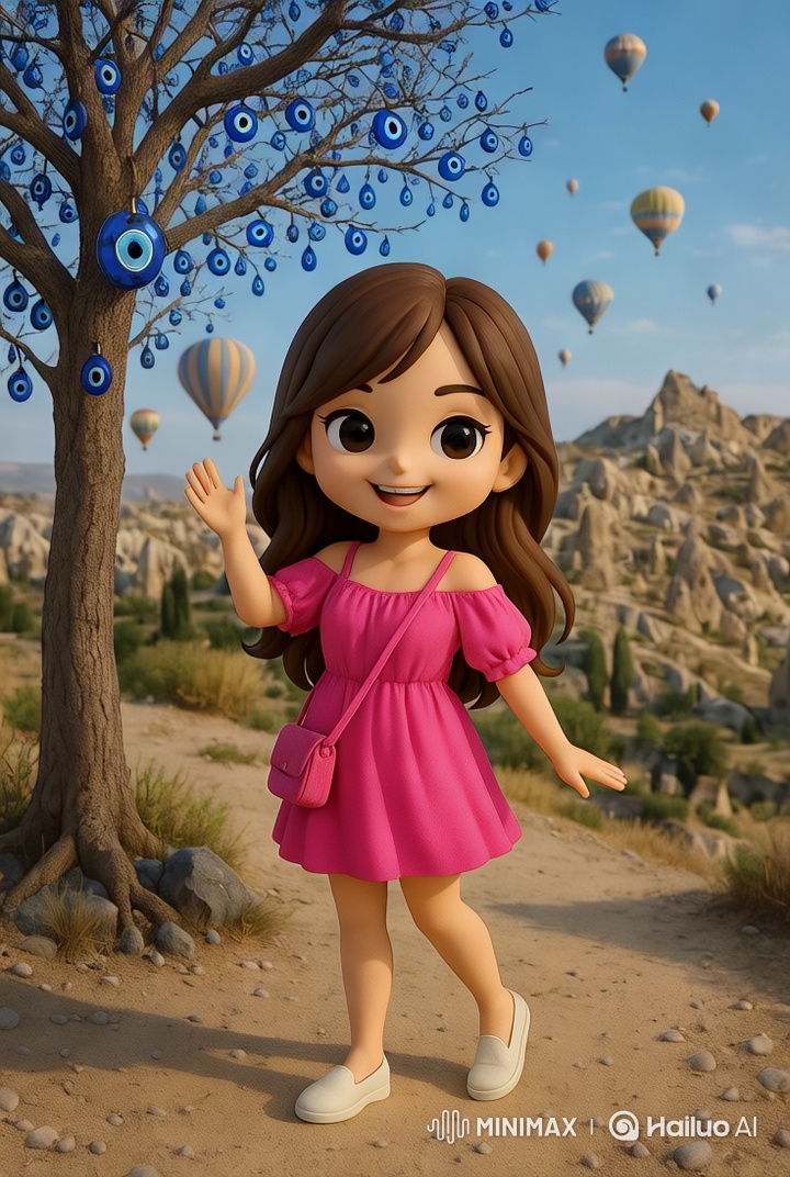Girl in Pink Dress Turns Gracefully in Scenic Landscape