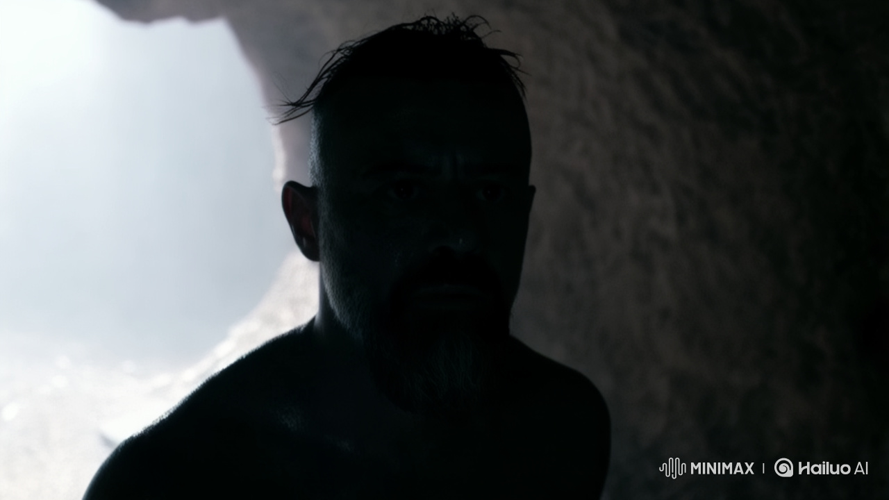 Survival Instinct: Man Emerges from Shadows in Intense Thriller Scene