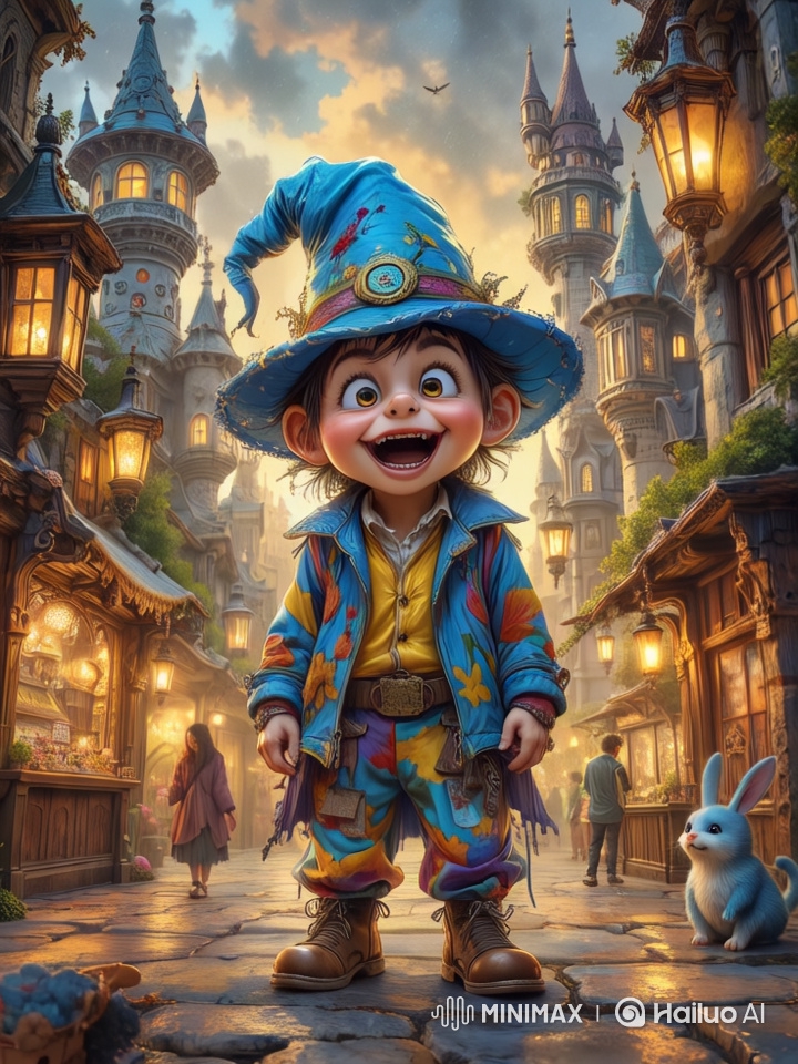 Magical Medieval Village Adventure with Cheerful Young Wizard