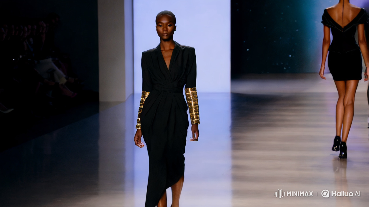 Elegant Model Showcases Contemporary Style on Unique Runway