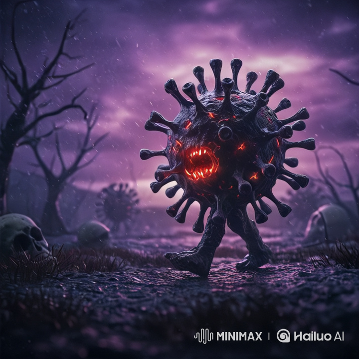 Anthropomorphic Virus in Desolate Landscape Horror Short