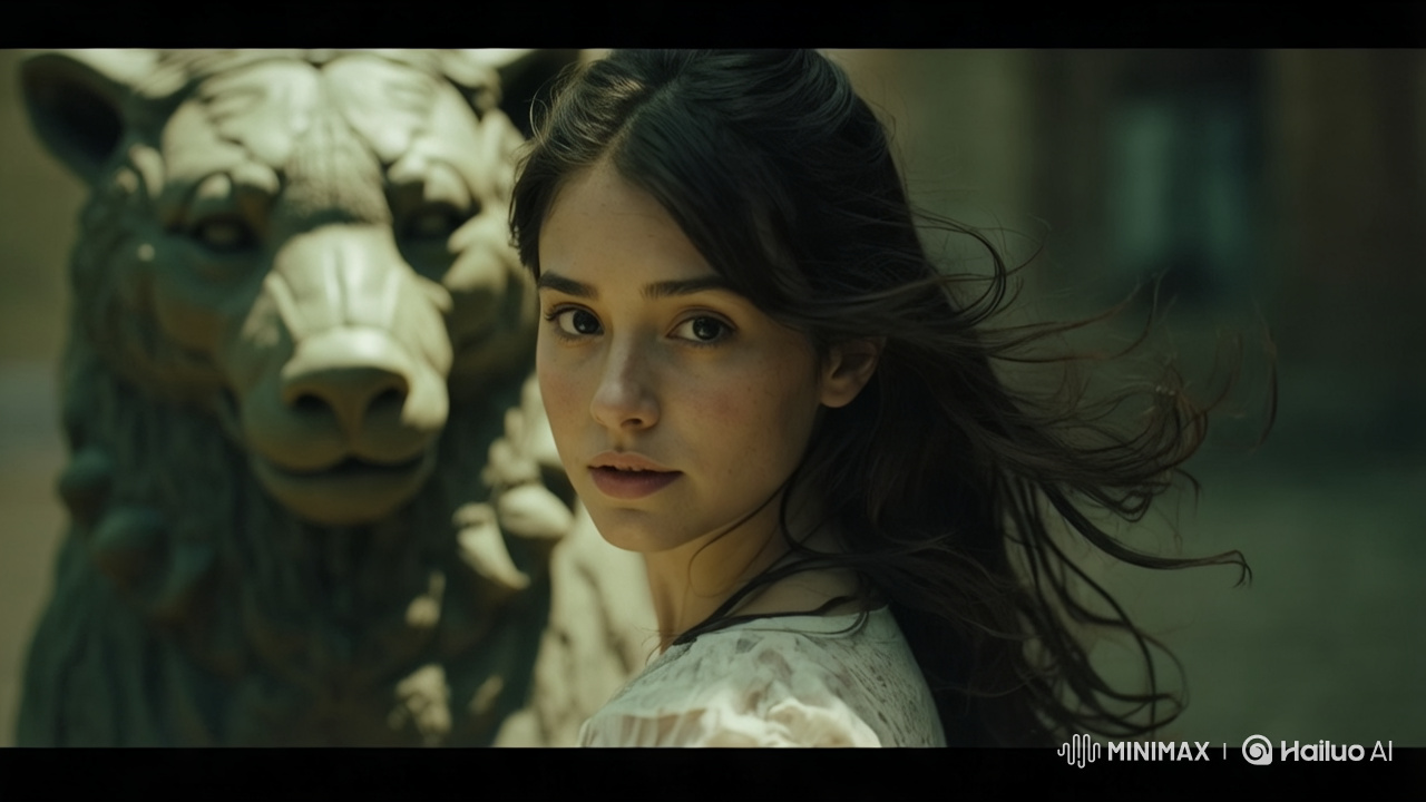 Dreamlike Portrait: Woman and Stone Creature