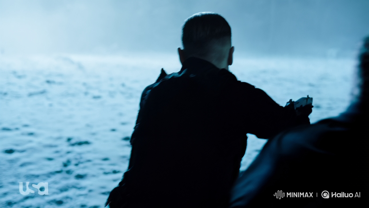 Intense Chase: Agent Viktor's Pursuit in Noir Night