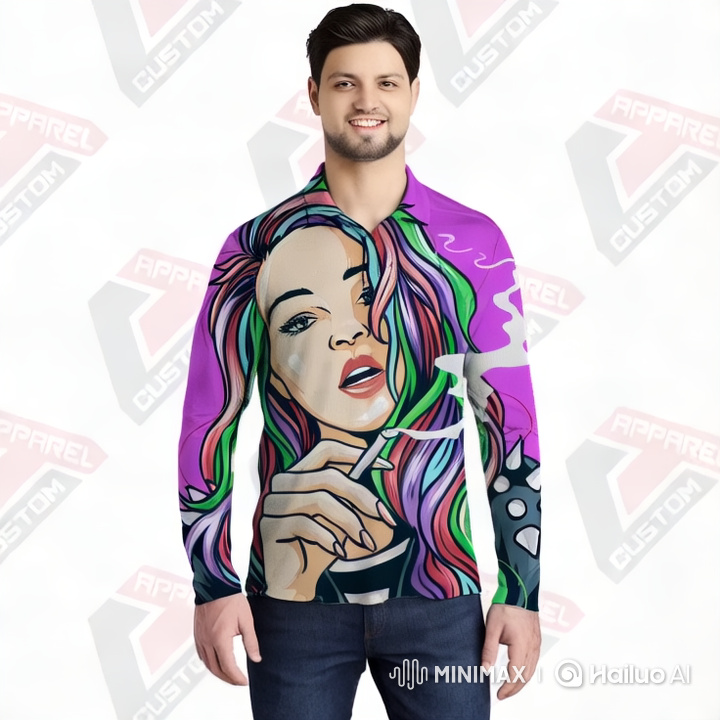 Model Strides Confidently Presents the Art of Shirt Fashion
