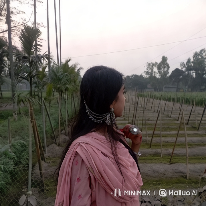 Rural Elegance: Serene Woman Amidst Nature's Beauty