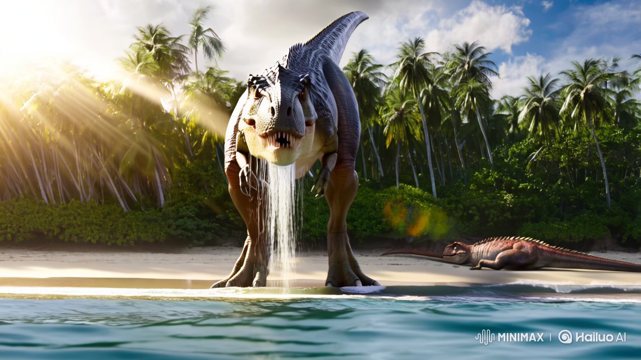 T. rex Emerges from Ocean in Cinematic CGI Spectacle