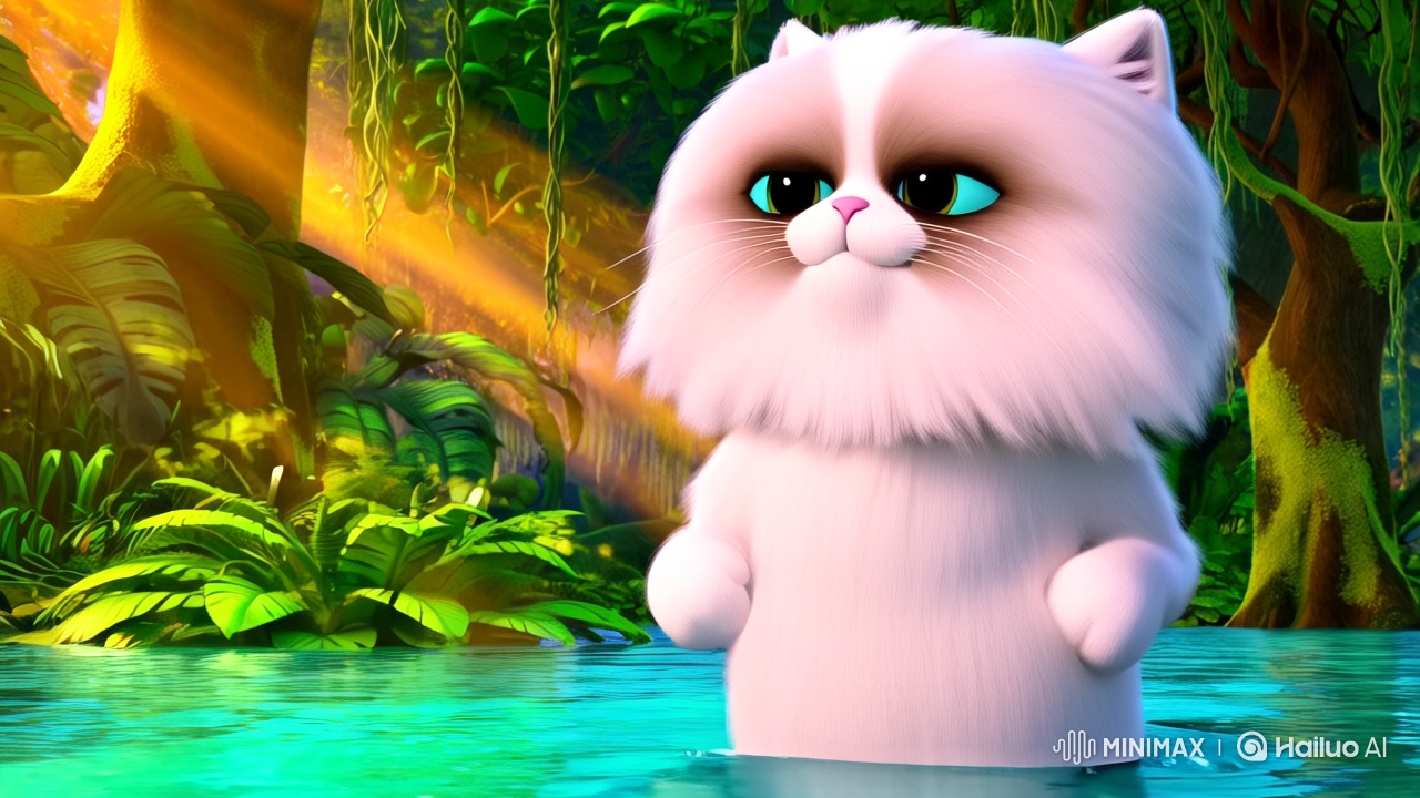 Persian Cat, Chicken, and Crocodile in Jungle Drama