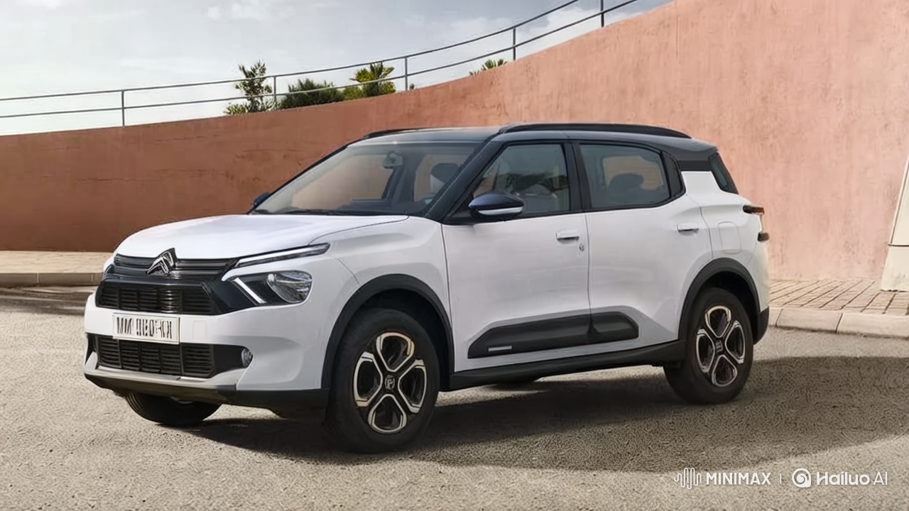 Nostalgic Drive: 2026 Citroën C3 Aircross in Vintage Sunset Scene