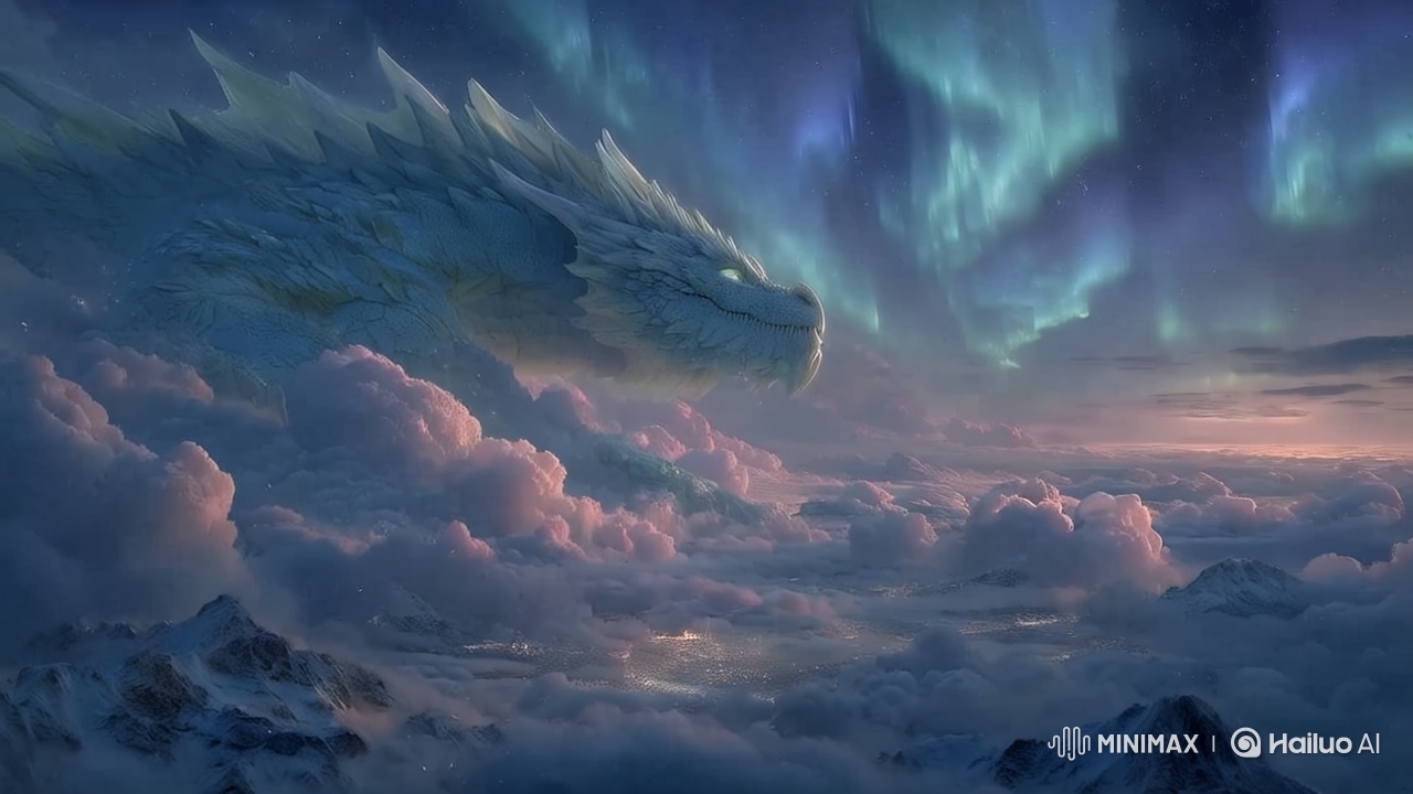 Emerald Dragon Soars Above Crystal Island with Aurora