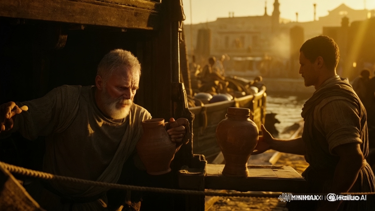 Phoenician Merchant Ship at Ancient Tyre Port - CGI Reenactment
