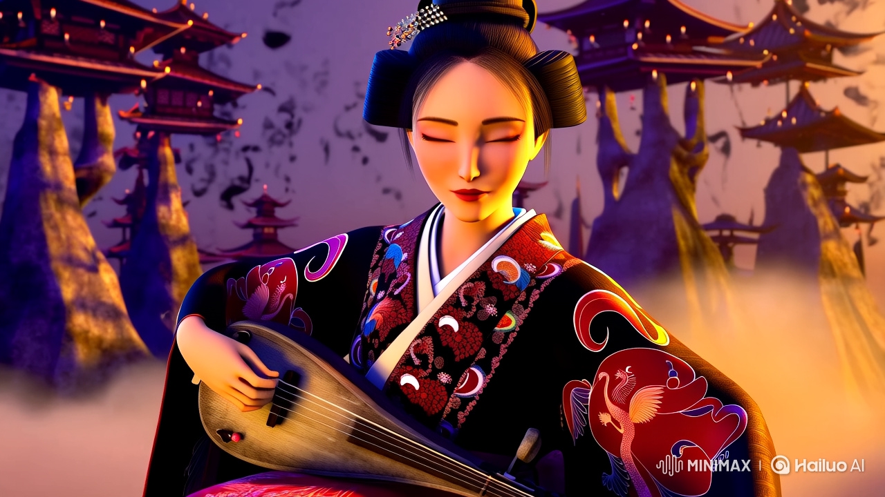 Serene Beauty in Infinity Castle with Graceful Lady
