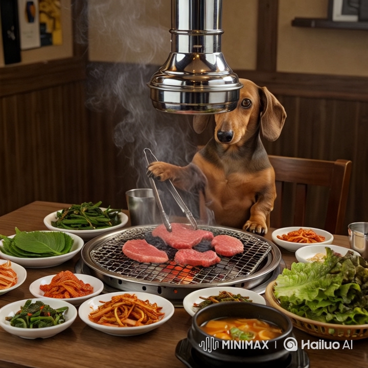 Dachshund Dog Grills Beef in Photorealistic 4K Loop