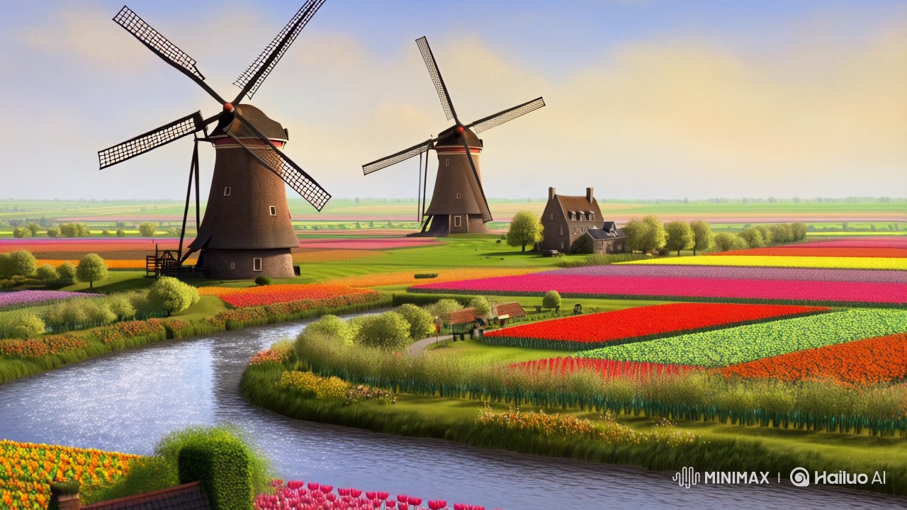 Dutch Countryside: Girl, Windmills, and Tranquil Beauty