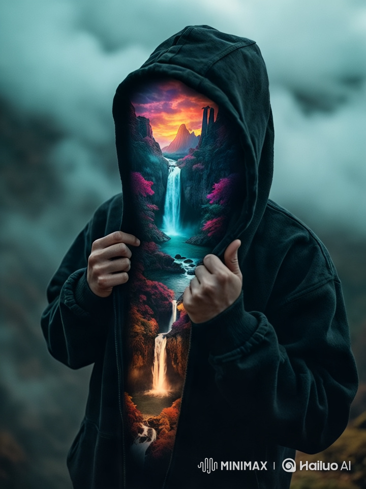 Neon Hood: A Surreal Journey Inside a Man's Sweatshirt