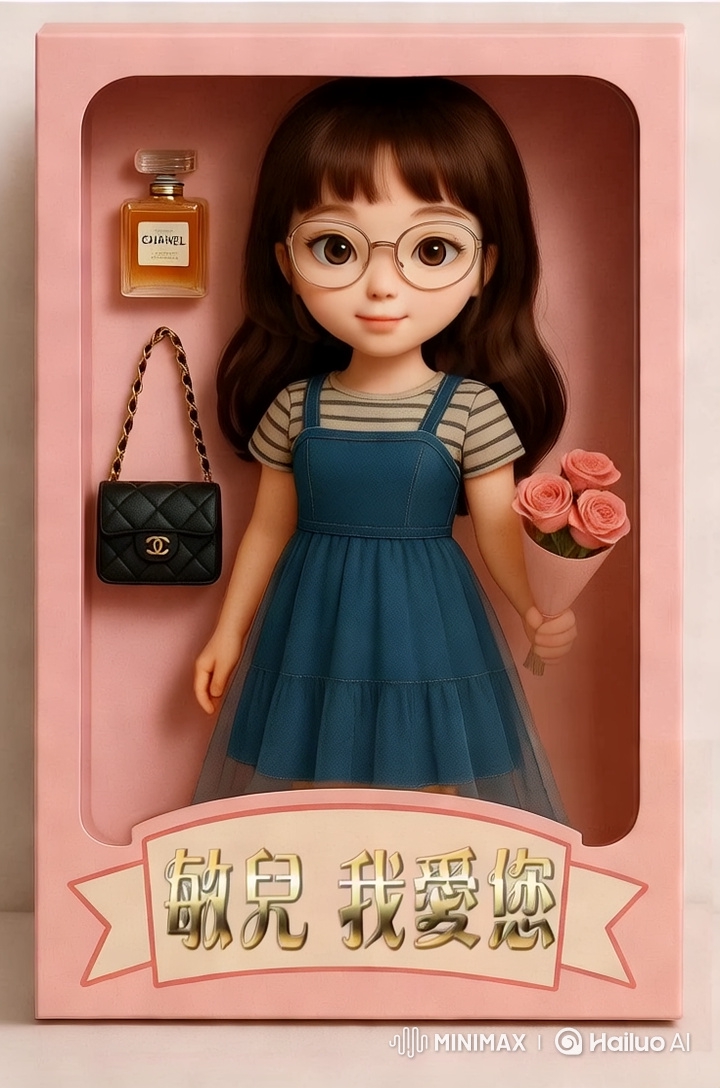 Girl in Blue Dress Presents Roses with Grace