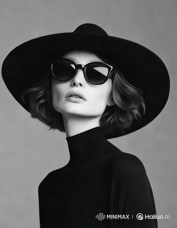 High Fashion Model's Graceful Pose in Minimalist Setting