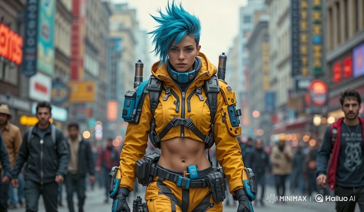 Futuristic Beauty: A Cinematic Stroll Through Neon City